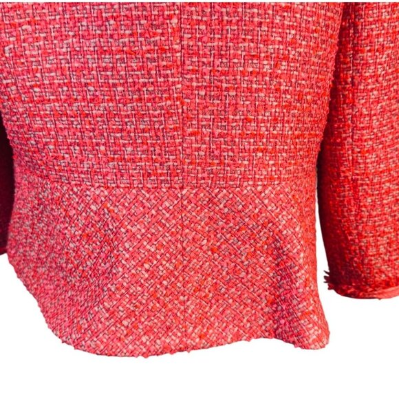 Talbots 14P Petites Tweed Pink/Coral/Red Button Front Jacket Polyester Acrylic - Picture 12 of 16